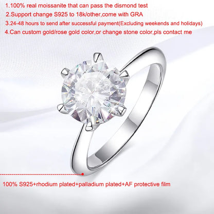 LuminaFlare™ Moissanite Solitaire Ring VVS1 Lab Diamond Engagement Ring GRA Certified